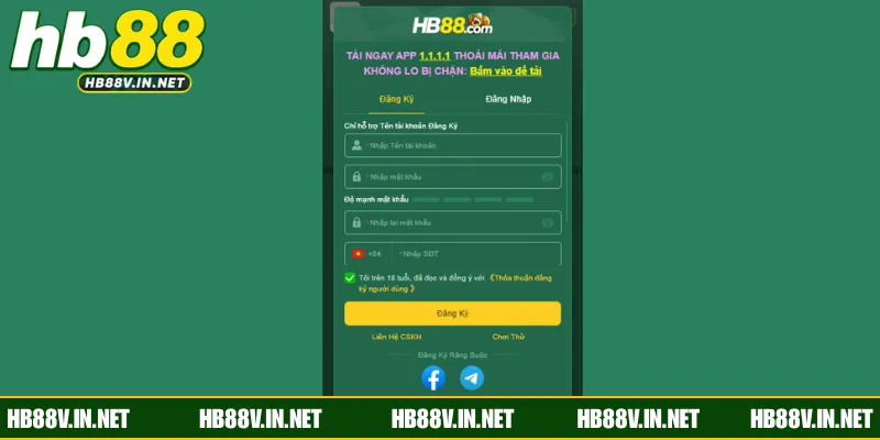 Điền thông tin đăng ký HB88 vào biểu mẫu theo yêu cầu